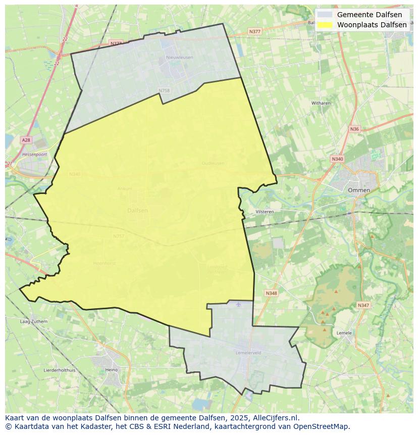 Afbeelding van de woonplaats Dalfsen op de kaart.