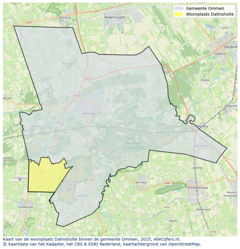 Afbeelding van de woonplaats Dalmsholte op de kaart.