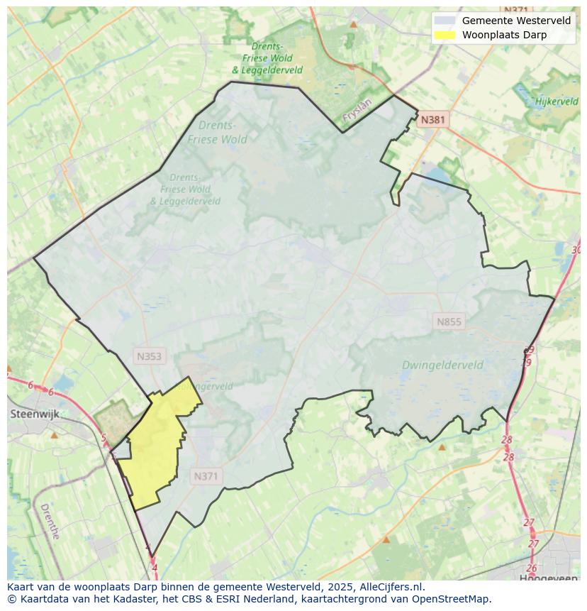 Afbeelding van de woonplaats Darp op de kaart.