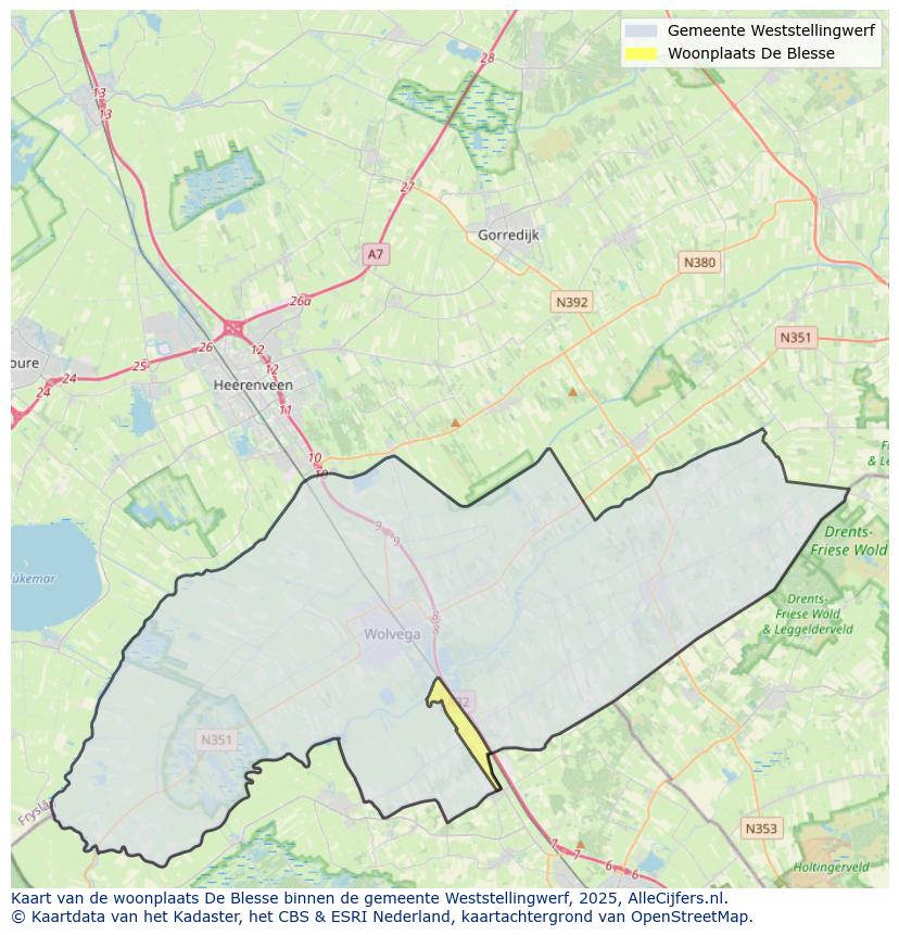 Afbeelding van de woonplaats De Blesse op de kaart.
