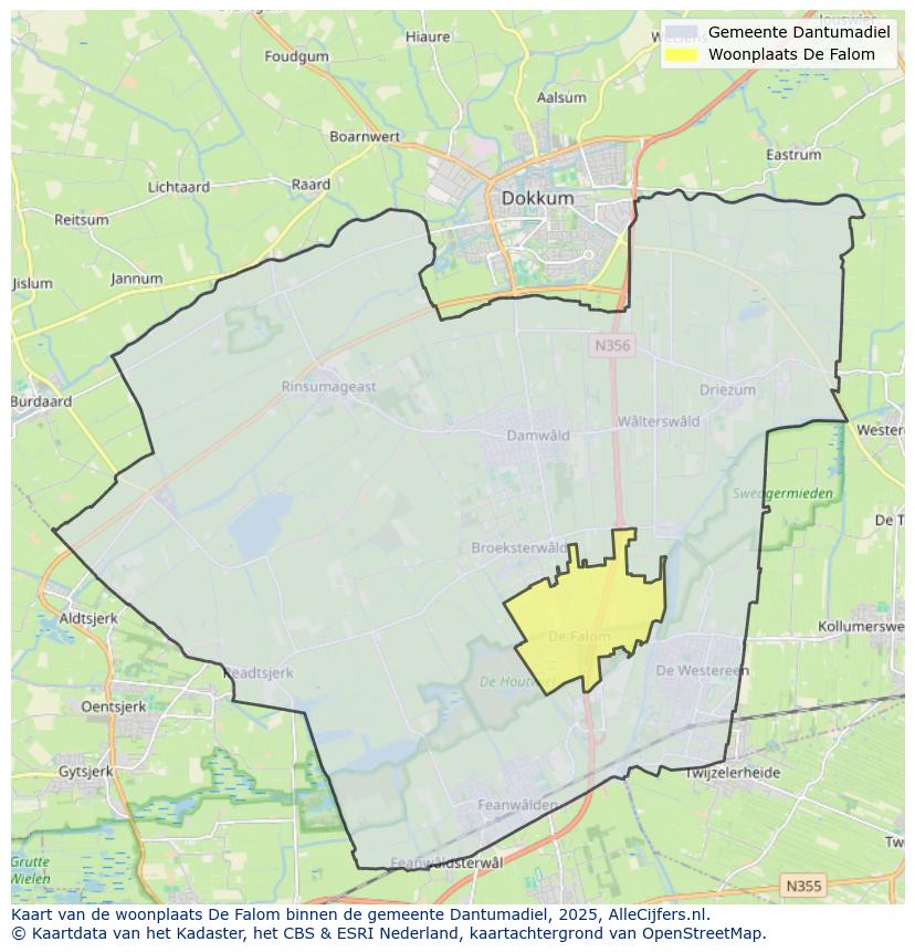 Afbeelding van de woonplaats De Falom op de kaart.