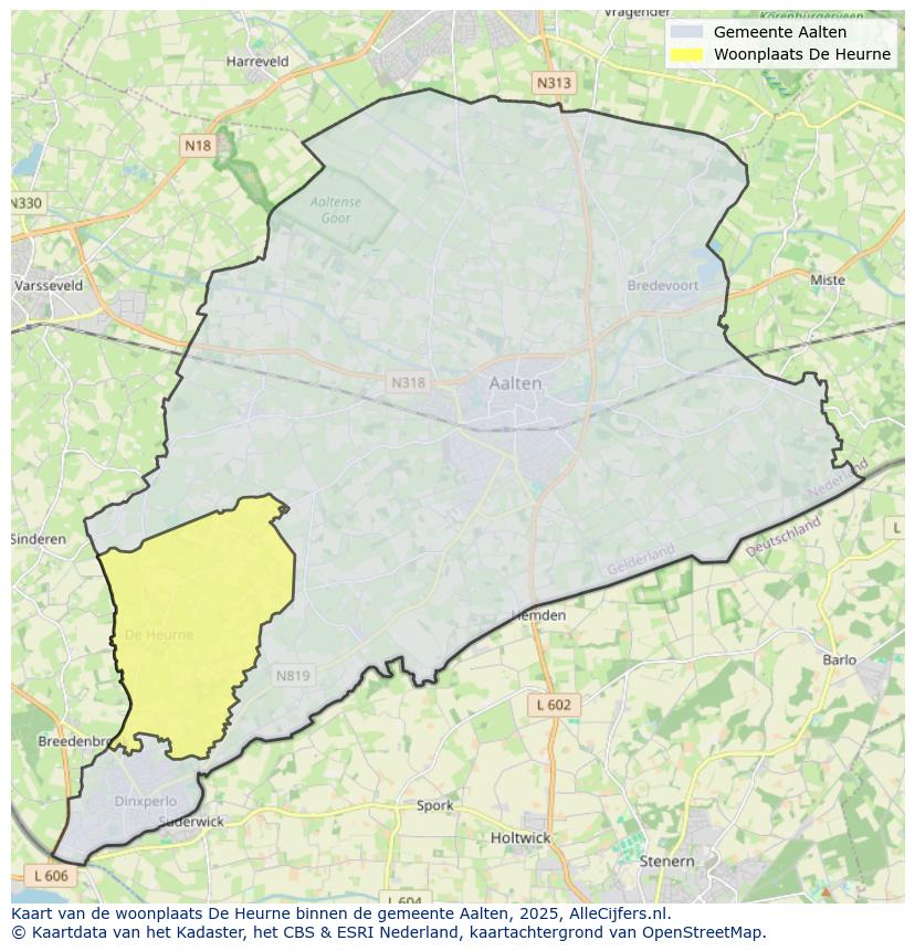 Afbeelding van de woonplaats De Heurne op de kaart.