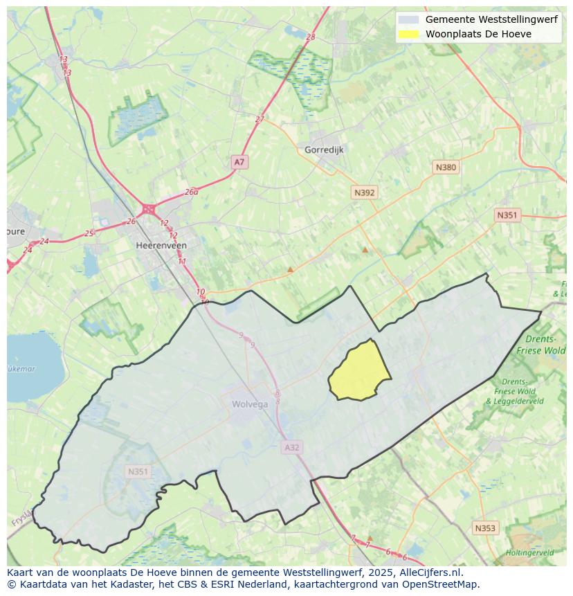 Afbeelding van de woonplaats De Hoeve op de kaart.