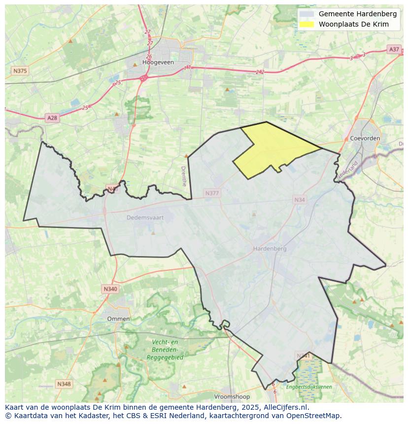 Afbeelding van de woonplaats De Krim op de kaart.