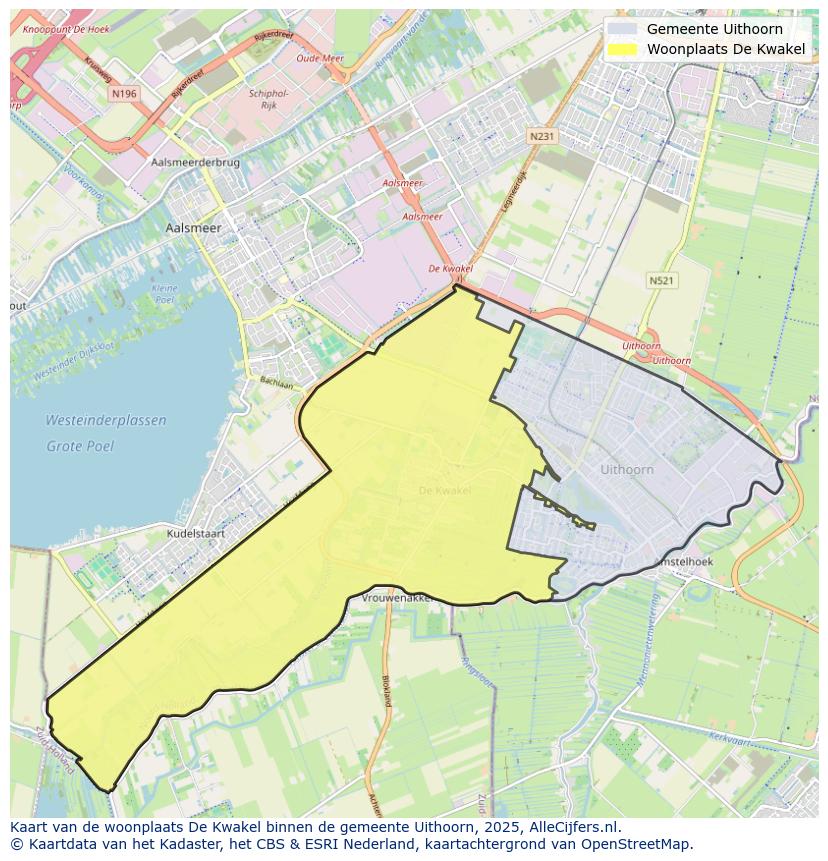 Afbeelding van de woonplaats De Kwakel op de kaart.