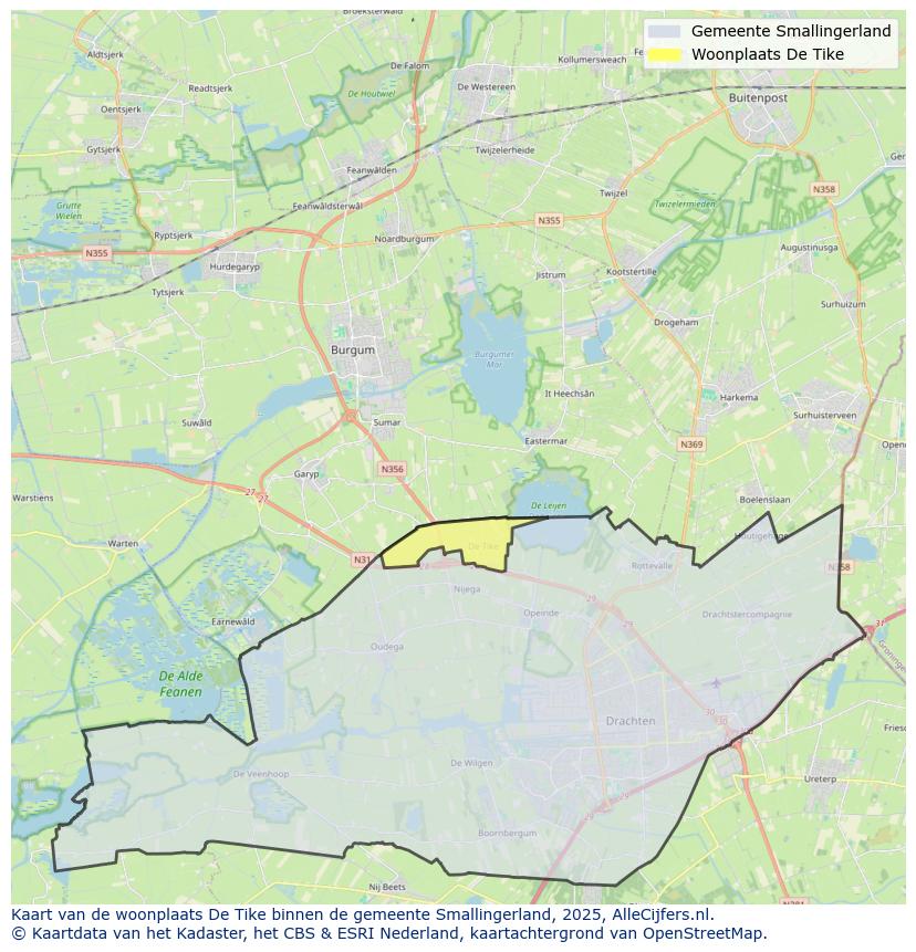 Afbeelding van de woonplaats De Tike op de kaart.