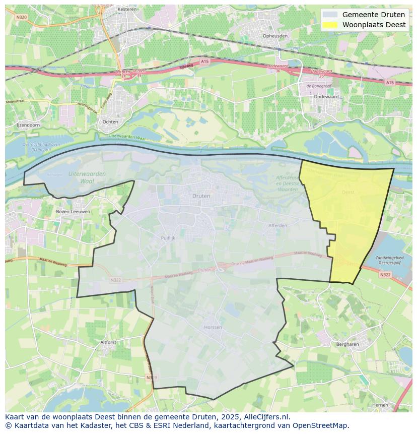 Afbeelding van de woonplaats Deest op de kaart.