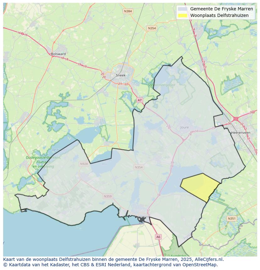 Afbeelding van de woonplaats Delfstrahuizen op de kaart.