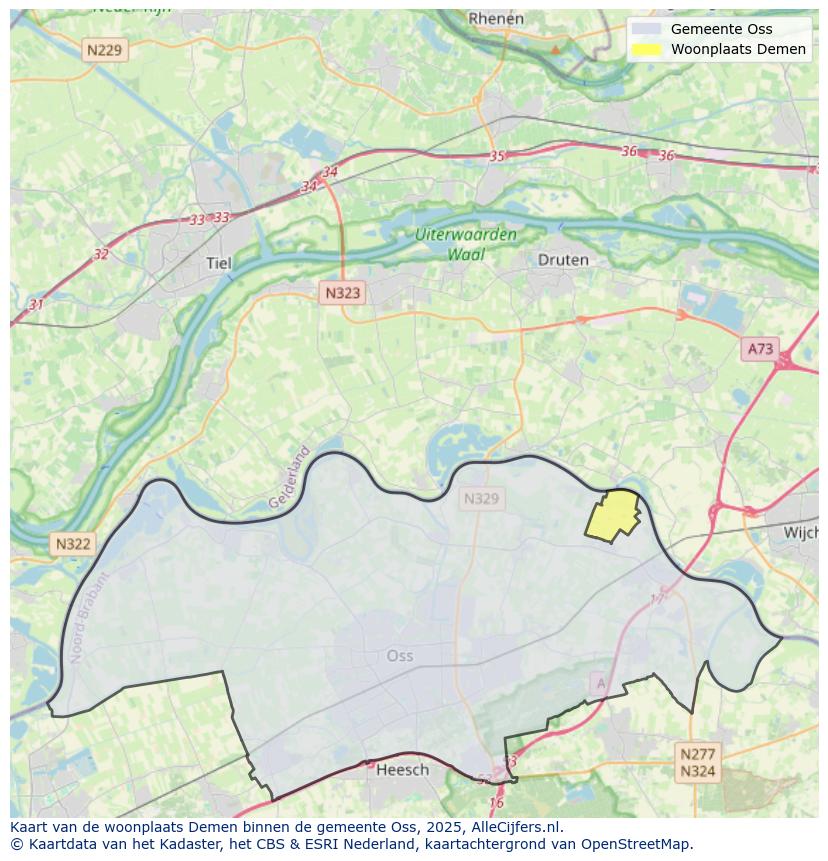 Afbeelding van de woonplaats Demen op de kaart.