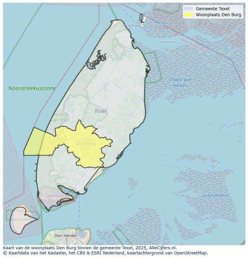 Afbeelding van de woonplaats Den Burg op de kaart.