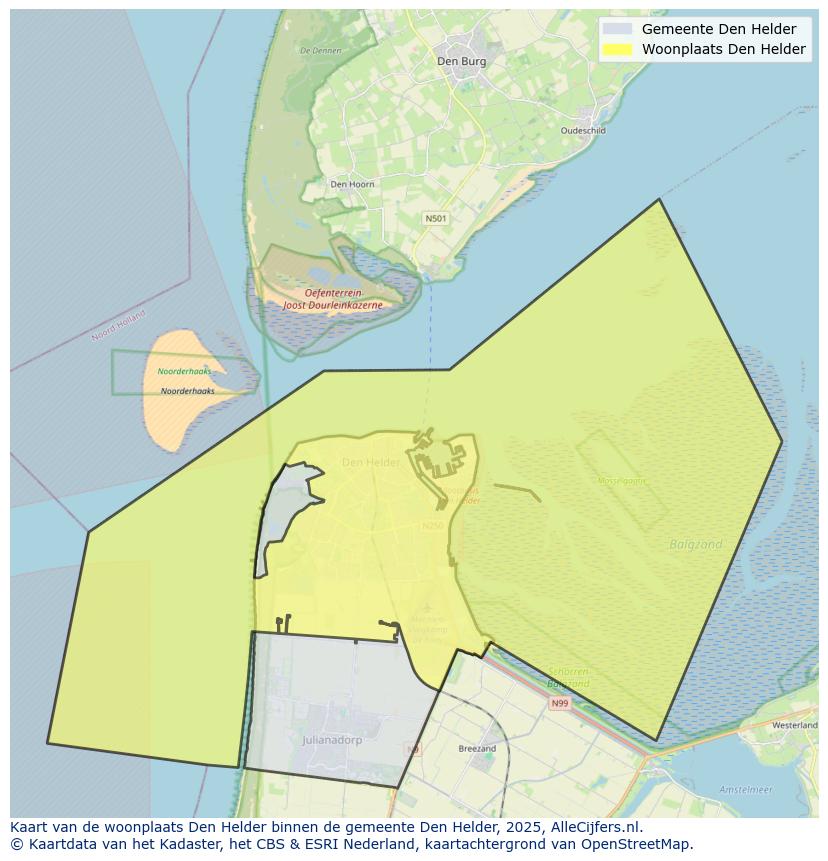 Afbeelding van de woonplaats Den Helder op de kaart.