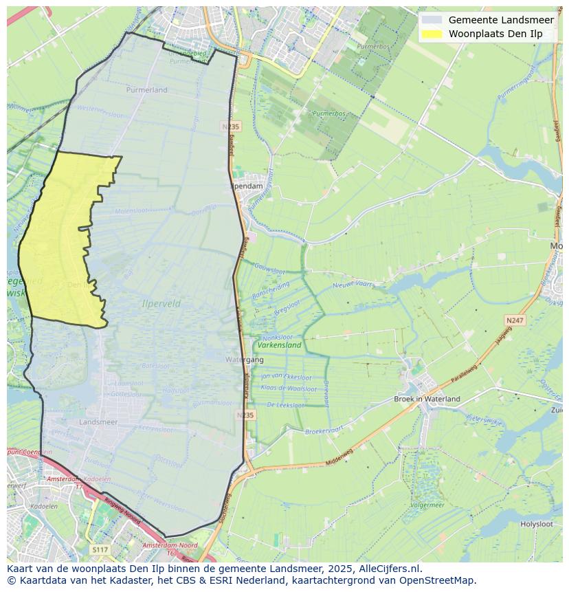 Afbeelding van de woonplaats Den Ilp op de kaart.