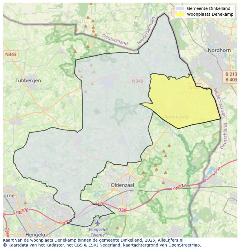 Afbeelding van de woonplaats Denekamp op de kaart.