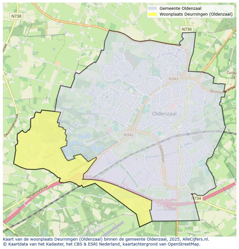 Afbeelding van de woonplaats Deurningen op de kaart.