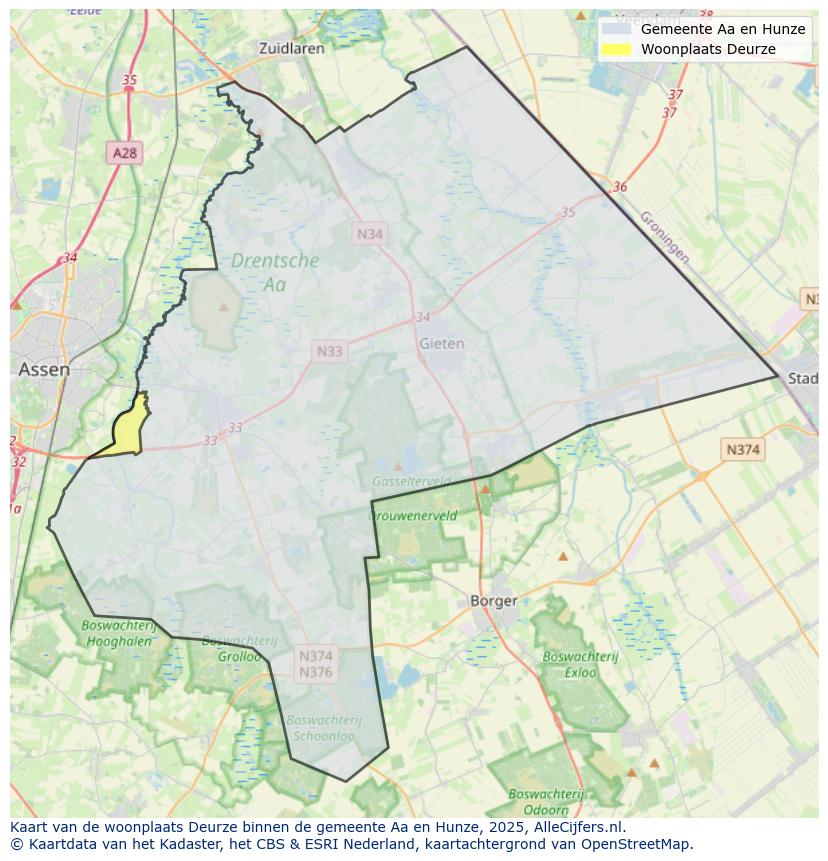 Afbeelding van de woonplaats Deurze op de kaart.