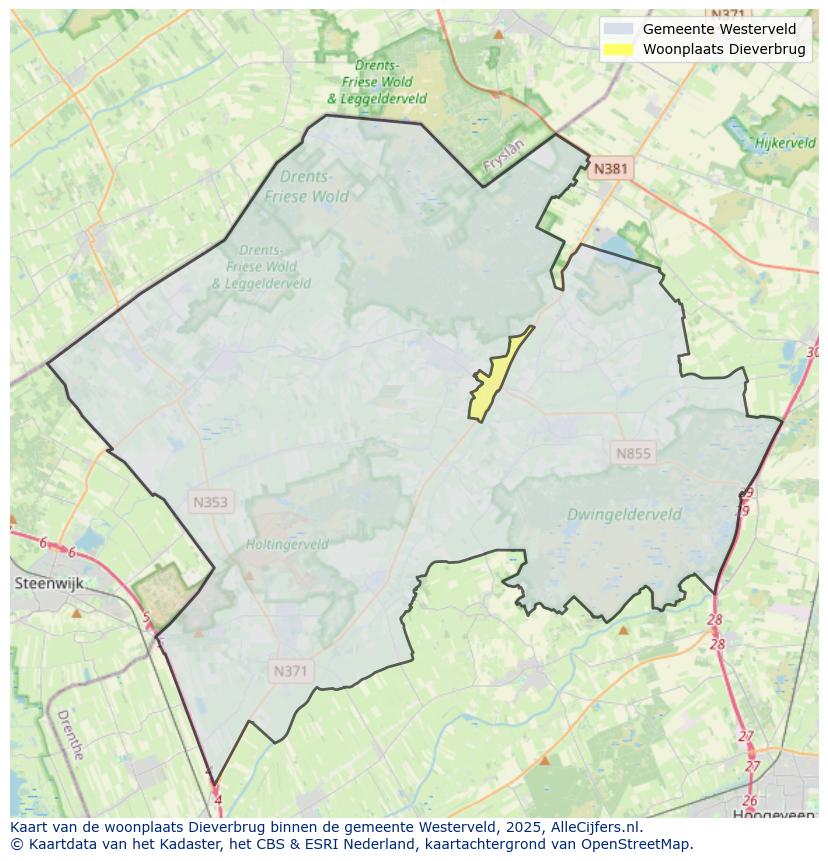Afbeelding van de woonplaats Dieverbrug op de kaart.
