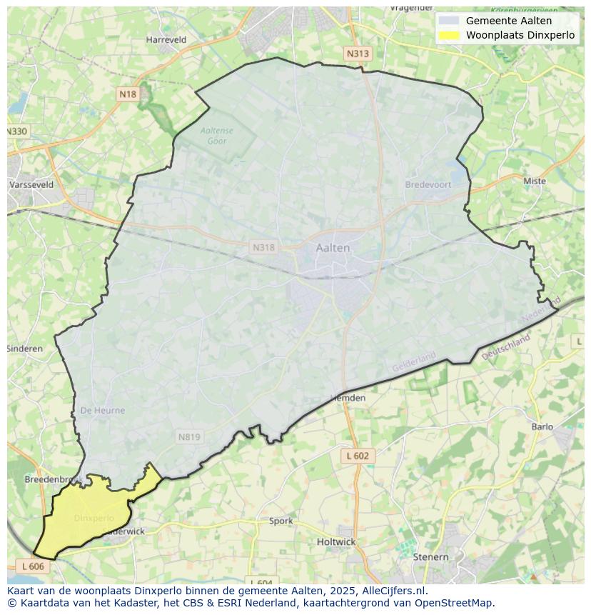 Afbeelding van de woonplaats Dinxperlo op de kaart.