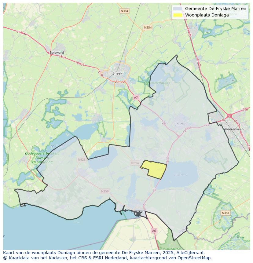 Afbeelding van de woonplaats Doniaga op de kaart.