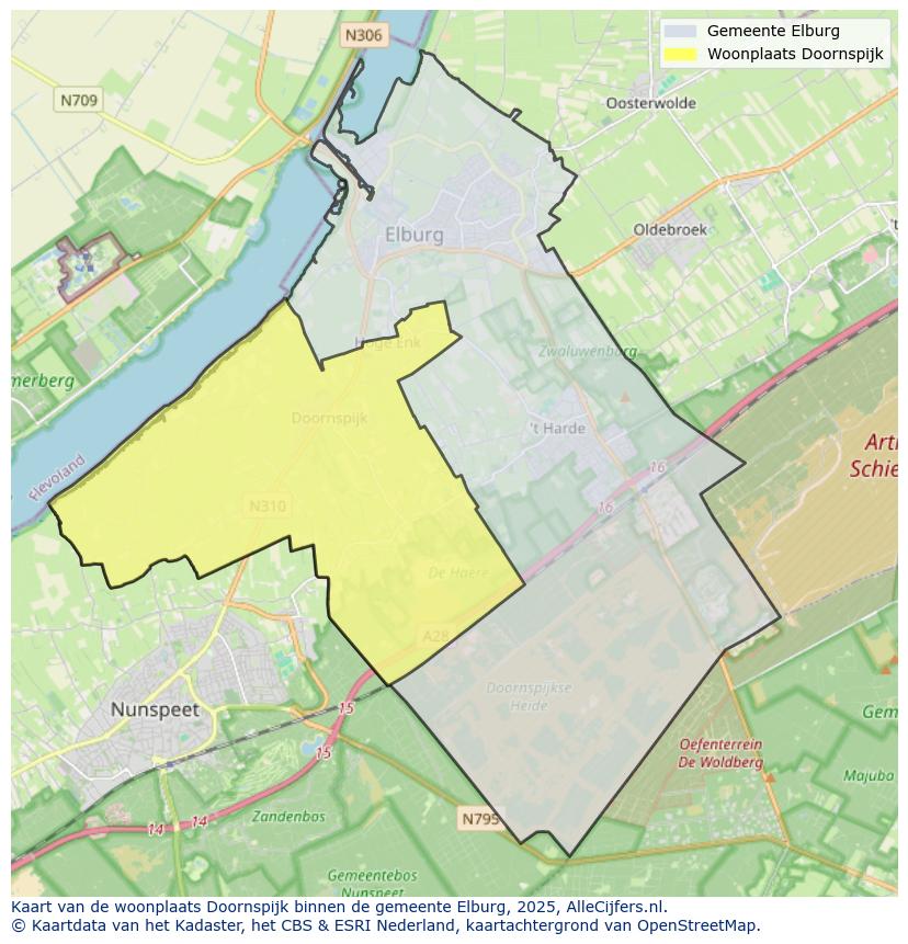 Afbeelding van de woonplaats Doornspijk op de kaart.