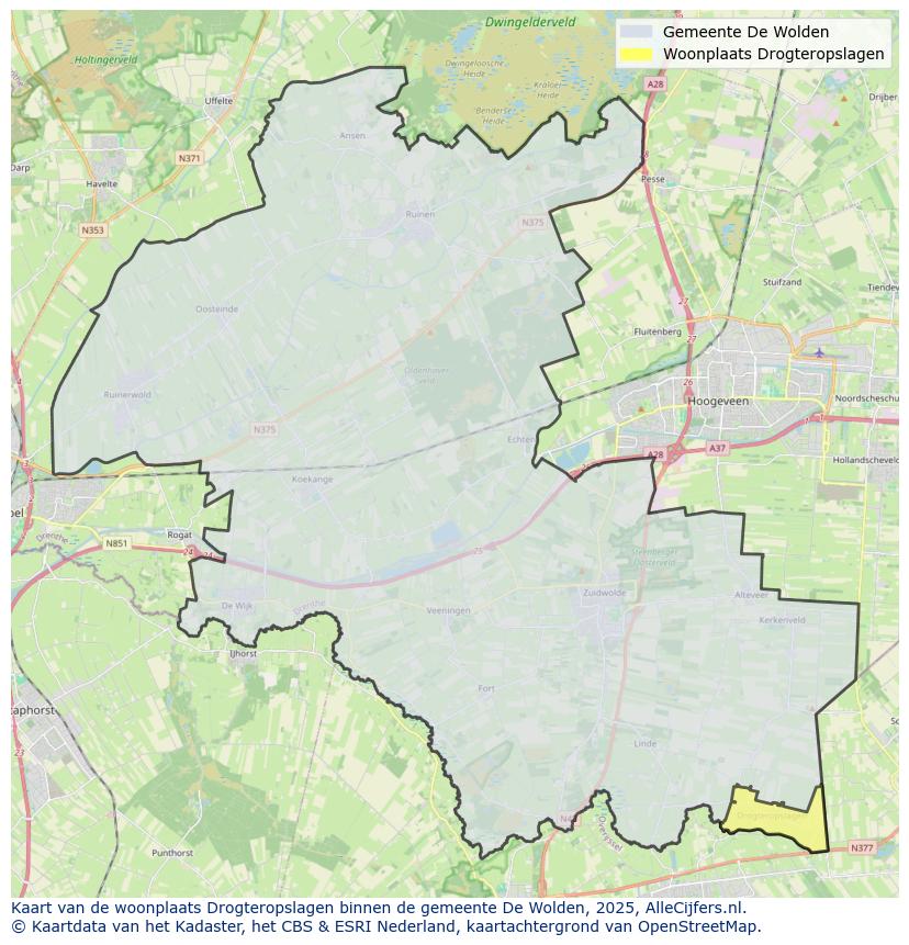 Afbeelding van de woonplaats Drogteropslagen op de kaart.