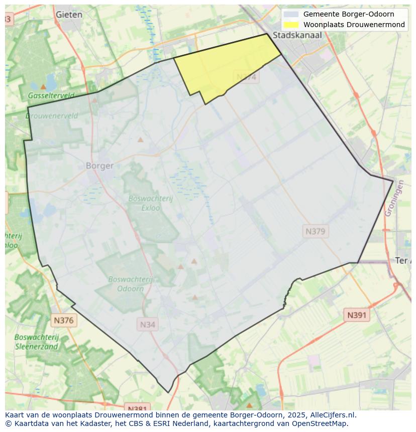Afbeelding van de woonplaats Drouwenermond op de kaart.