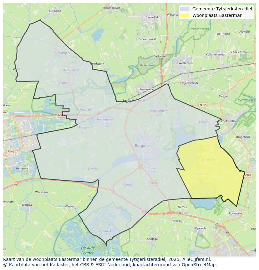 Afbeelding van de woonplaats Eastermar op de kaart.