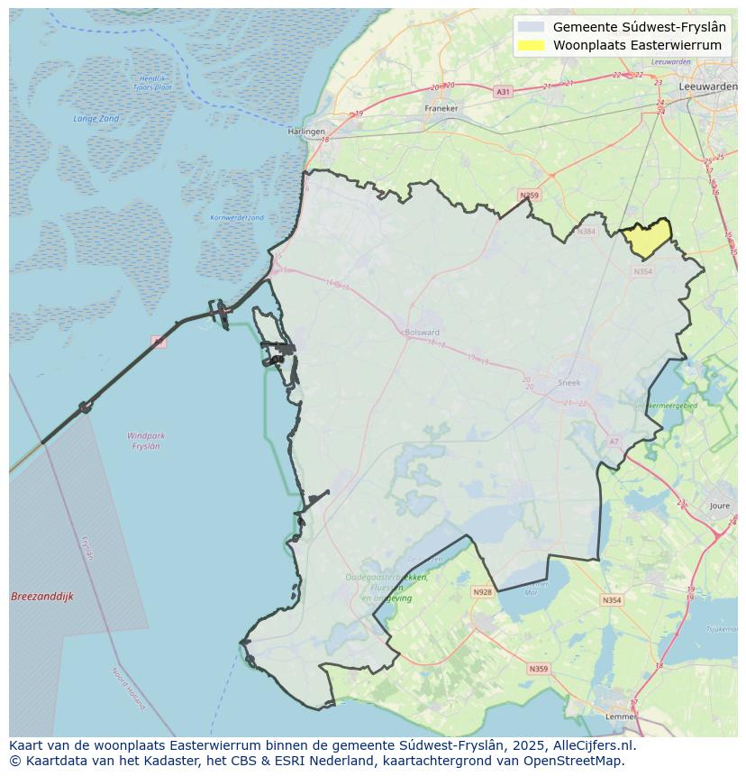 Afbeelding van de woonplaats Easterwierrum op de kaart.