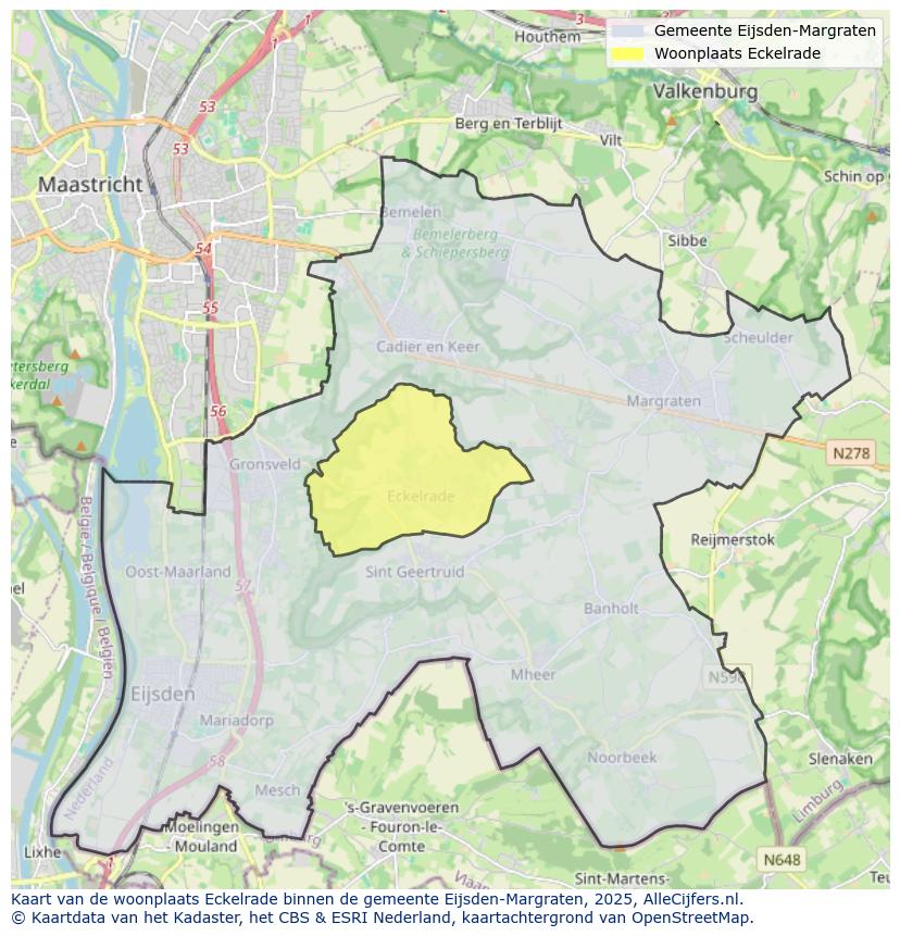 Afbeelding van de woonplaats Eckelrade op de kaart.