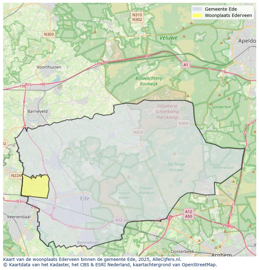 Afbeelding van de woonplaats Ederveen op de kaart.