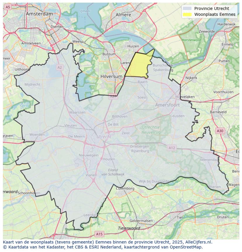 Afbeelding van de woonplaats Eemnes op de kaart.