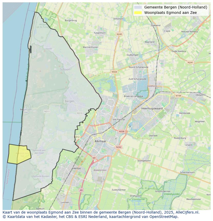 Afbeelding van de woonplaats Egmond aan Zee op de kaart.