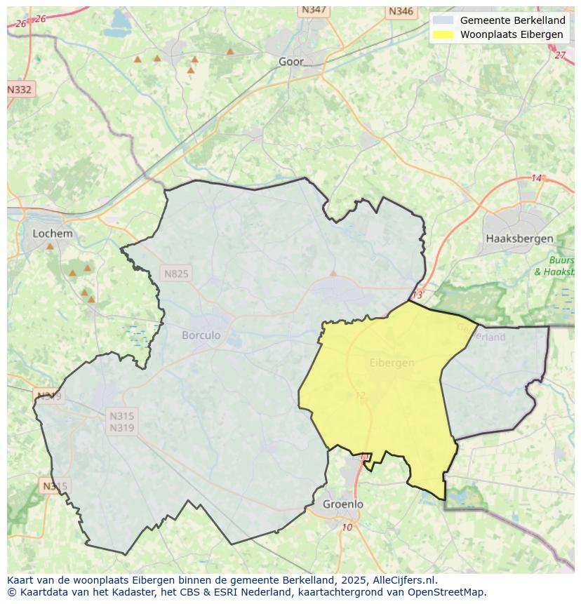 Afbeelding van de woonplaats Eibergen op de kaart.