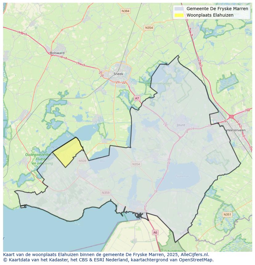 Afbeelding van de woonplaats Elahuizen op de kaart.