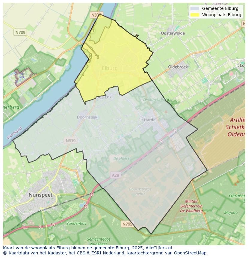 Afbeelding van de woonplaats Elburg op de kaart.