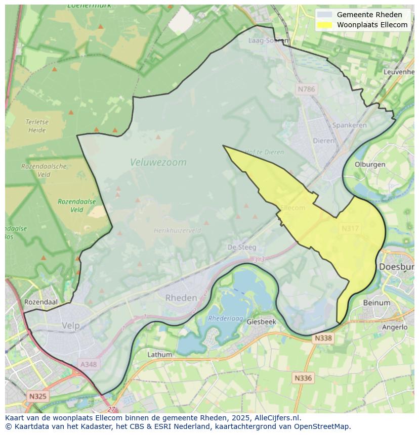Afbeelding van de woonplaats Ellecom op de kaart.