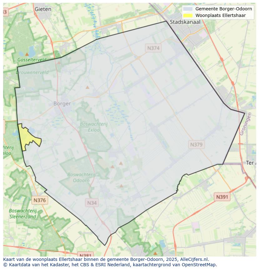 Afbeelding van de woonplaats Ellertshaar op de kaart.