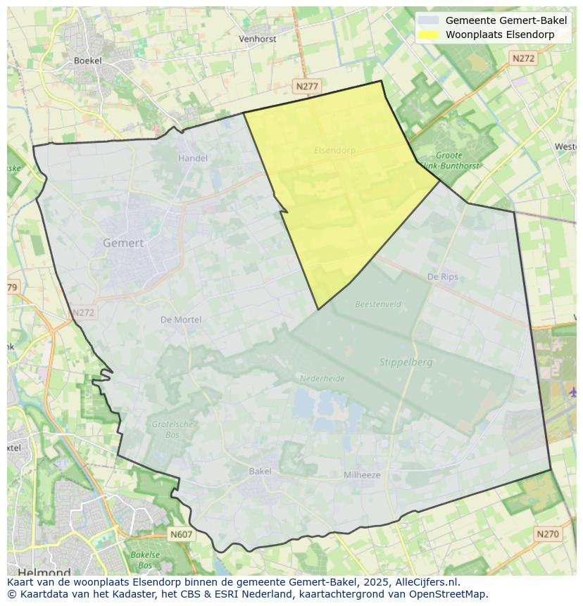 Afbeelding van de woonplaats Elsendorp op de kaart.