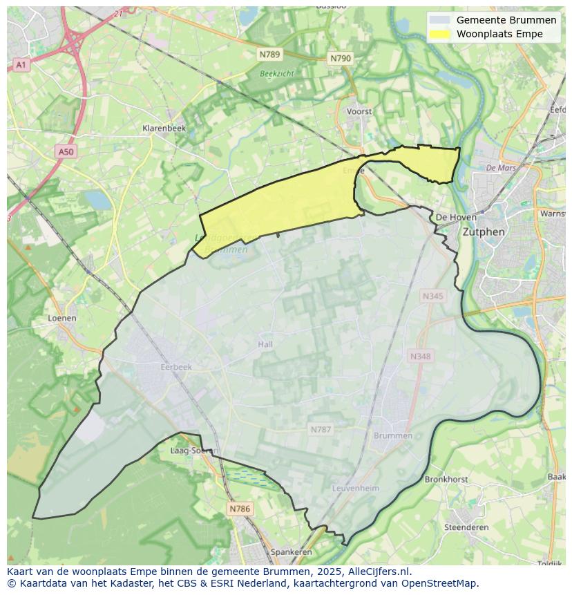 Afbeelding van de woonplaats Empe op de kaart.