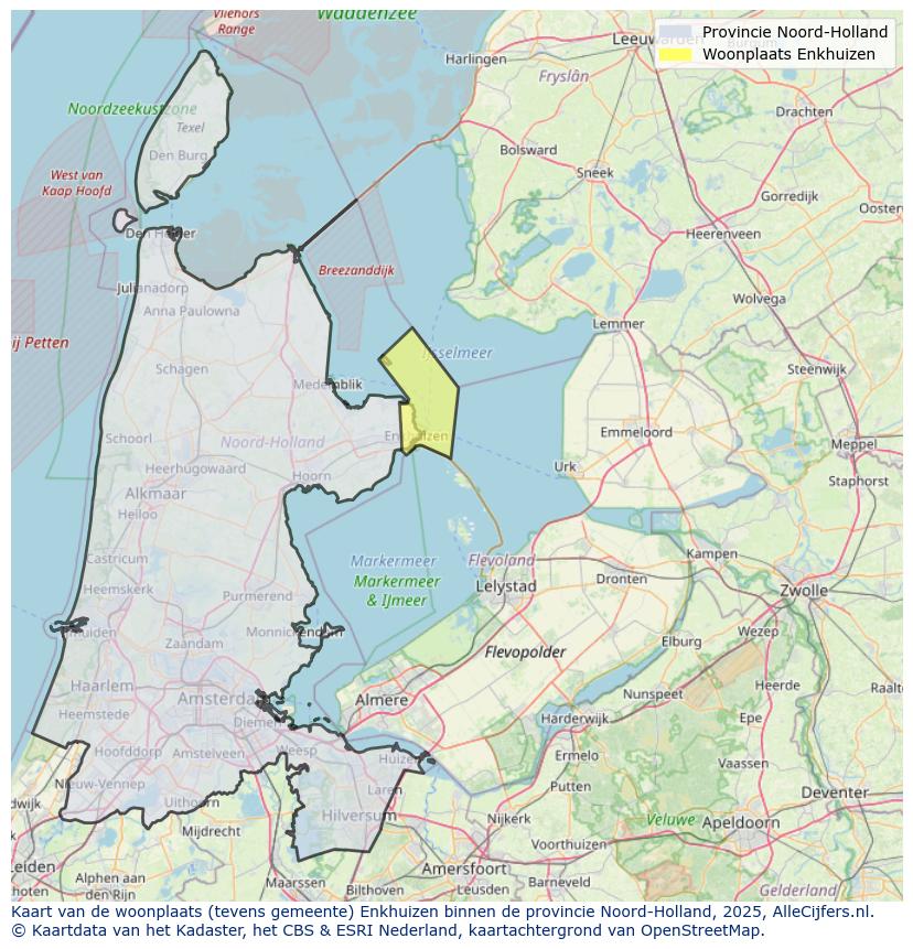 Afbeelding van de woonplaats Enkhuizen op de kaart.