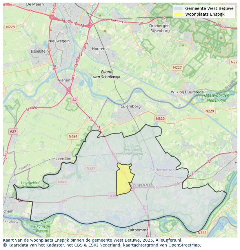 Afbeelding van de woonplaats Enspijk op de kaart.