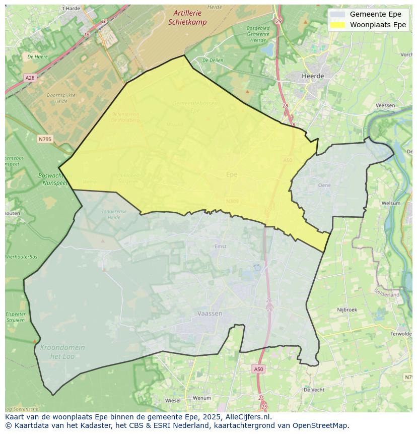 Afbeelding van de woonplaats Epe op de kaart.