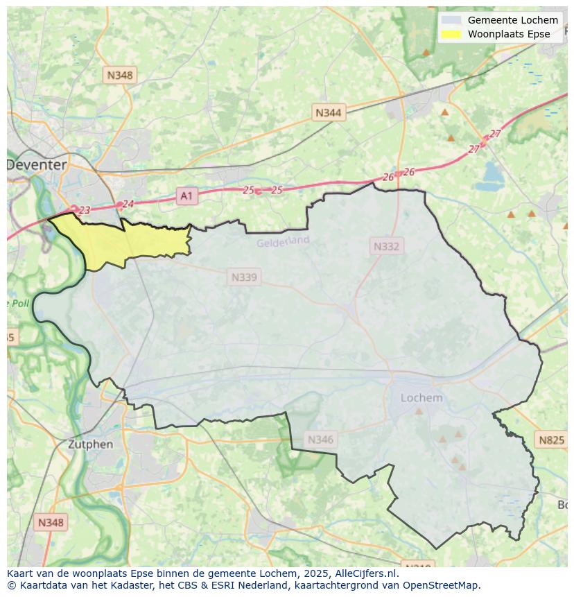 Afbeelding van de woonplaats Epse op de kaart.