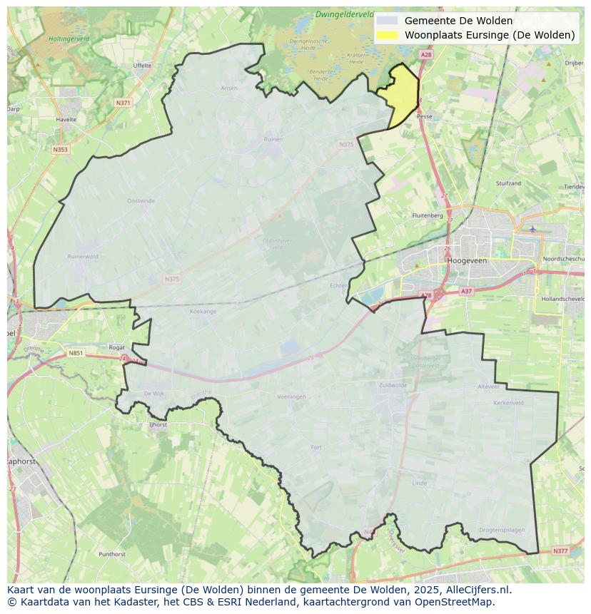 Afbeelding van de woonplaats Eursinge op de kaart.