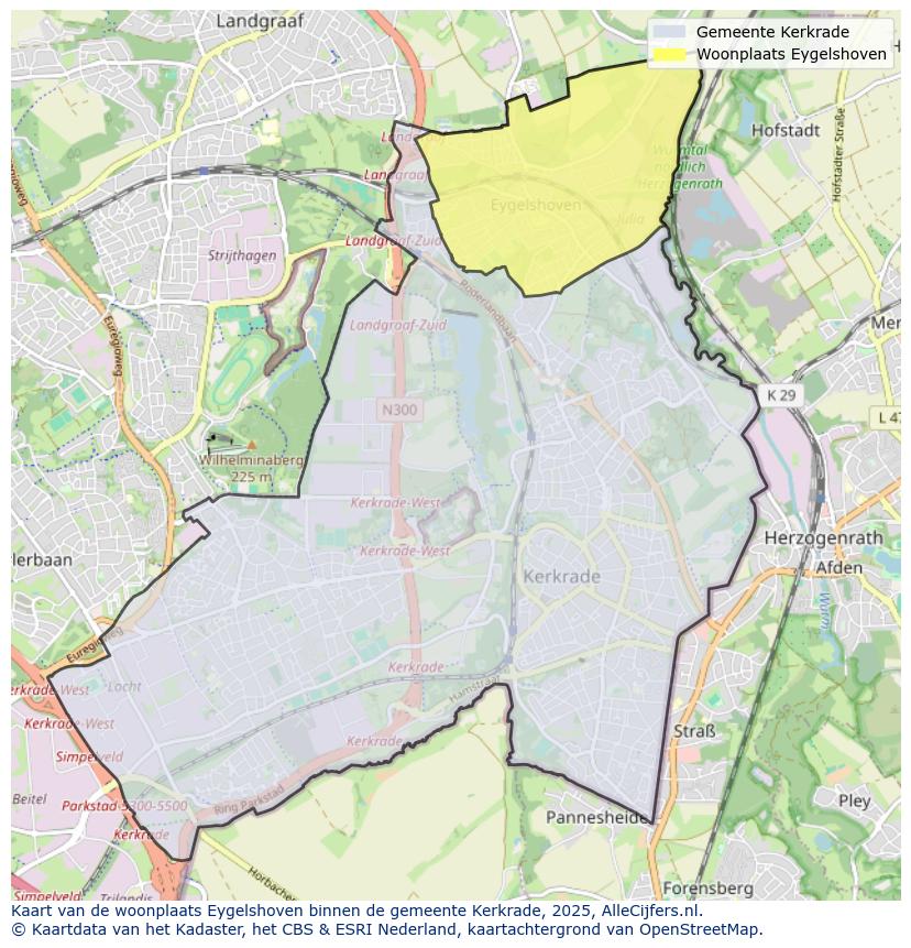 Afbeelding van de woonplaats Eygelshoven op de kaart.
