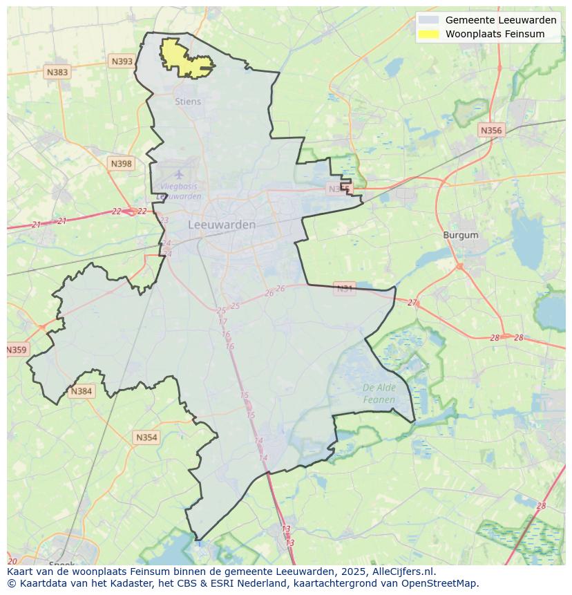 Afbeelding van de woonplaats Feinsum op de kaart.