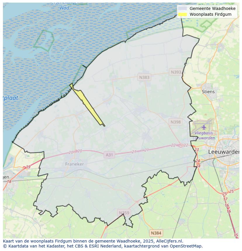 Afbeelding van de woonplaats Firdgum op de kaart.