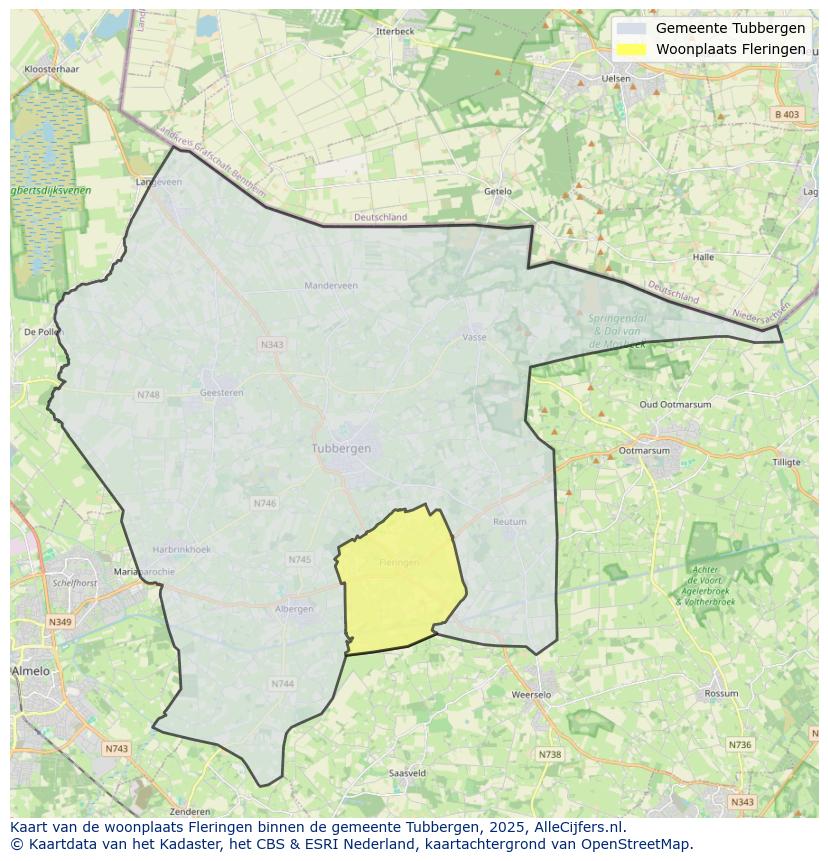 Afbeelding van de woonplaats Fleringen op de kaart.