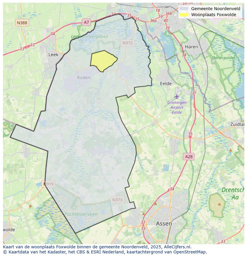 Afbeelding van de woonplaats Foxwolde op de kaart.