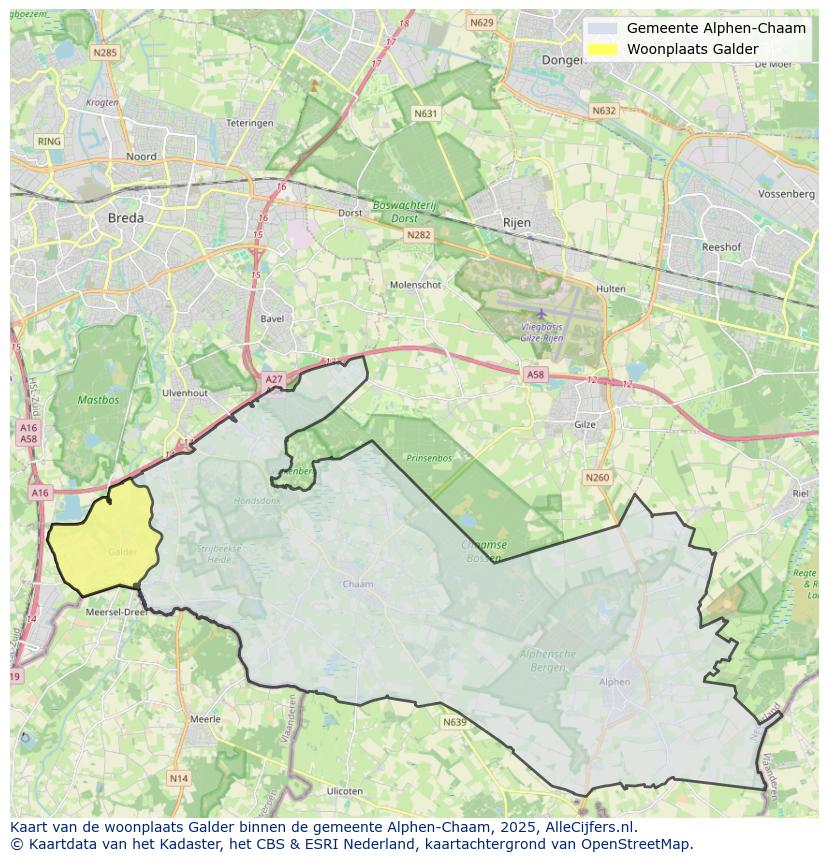 Afbeelding van de woonplaats Galder op de kaart.