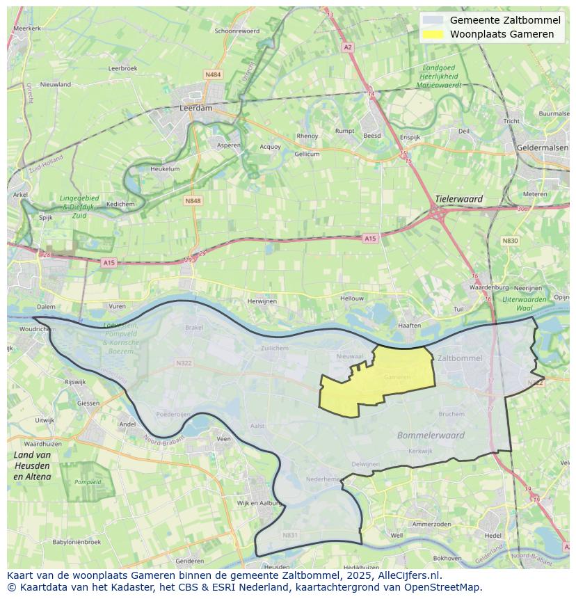 Afbeelding van de woonplaats Gameren op de kaart.